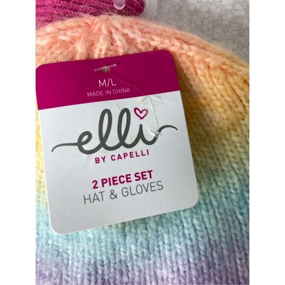 Elli by Capelli M/L Ombre Cuffed Beanie & Magic Glove 2- Piece Set - Picture 2 of 11